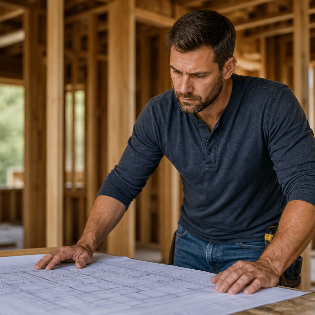 Remodeler reviewing plans
