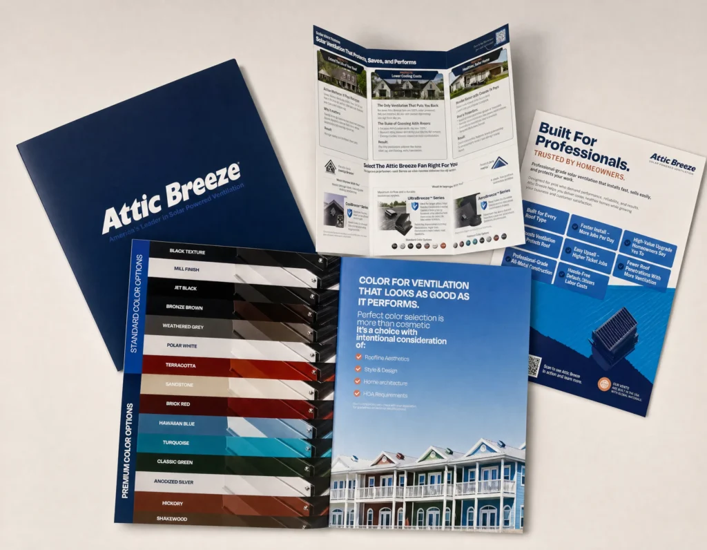 Attic Breeze printed sales literature for contractors