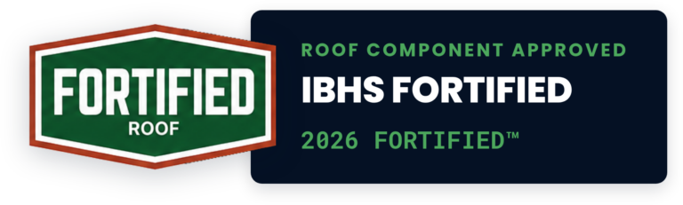 IBHS FORTIFIED roof component approved badge, 2026 FORTIFIED
