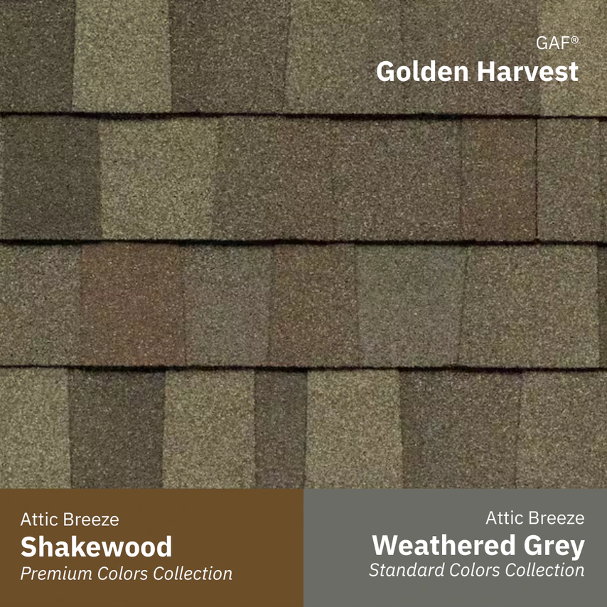 gaf golden harvest w shakewood wathered grey